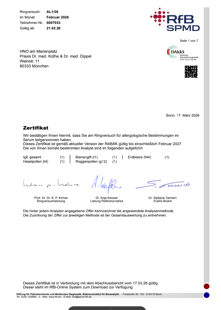 Zertifikat Ringversuch